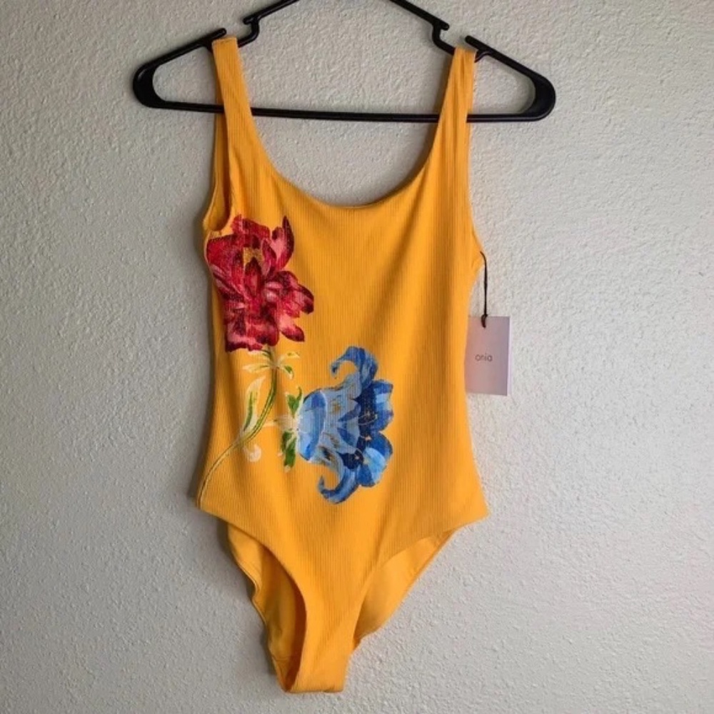 Onia Kelly Ribbed Floral Scoop Back One Piece NWT